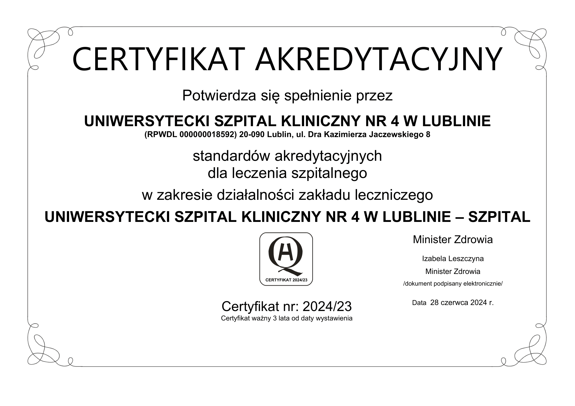 certyfikat