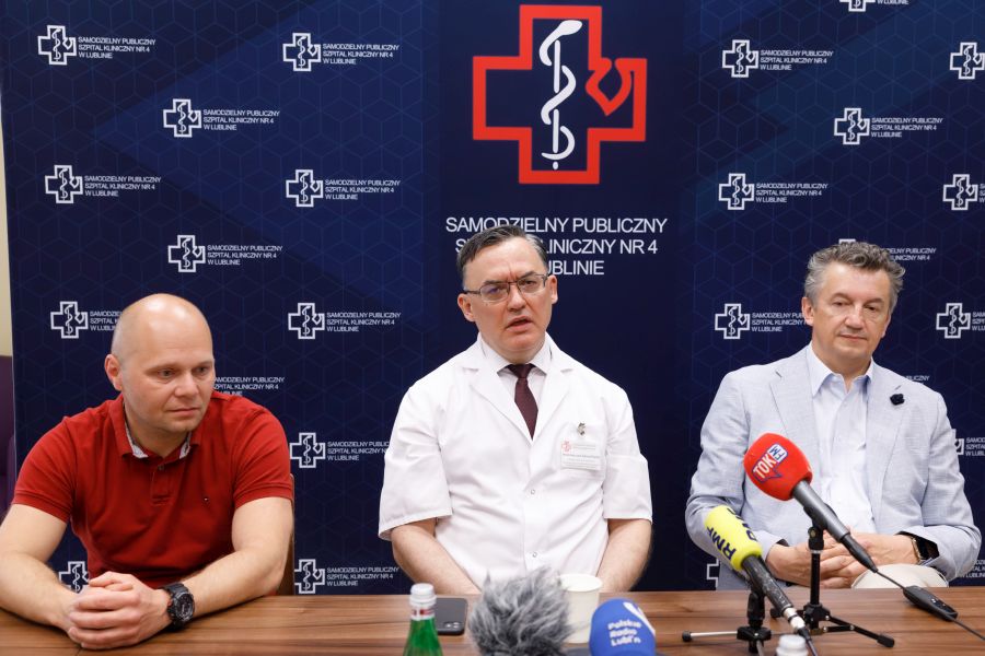 Konferencja dotycząca wpływu narkotyków na zdrowie. Od lewej Mariusz Gawroński, prof. dr hab. Konrad Rejdak i dr n. med. Jarosław Szponar