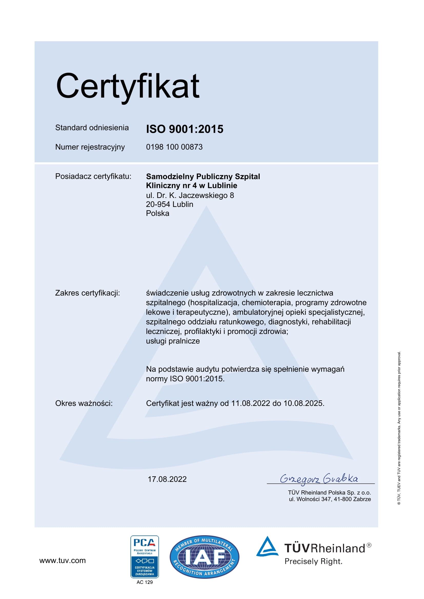 certyfikat archiwum
