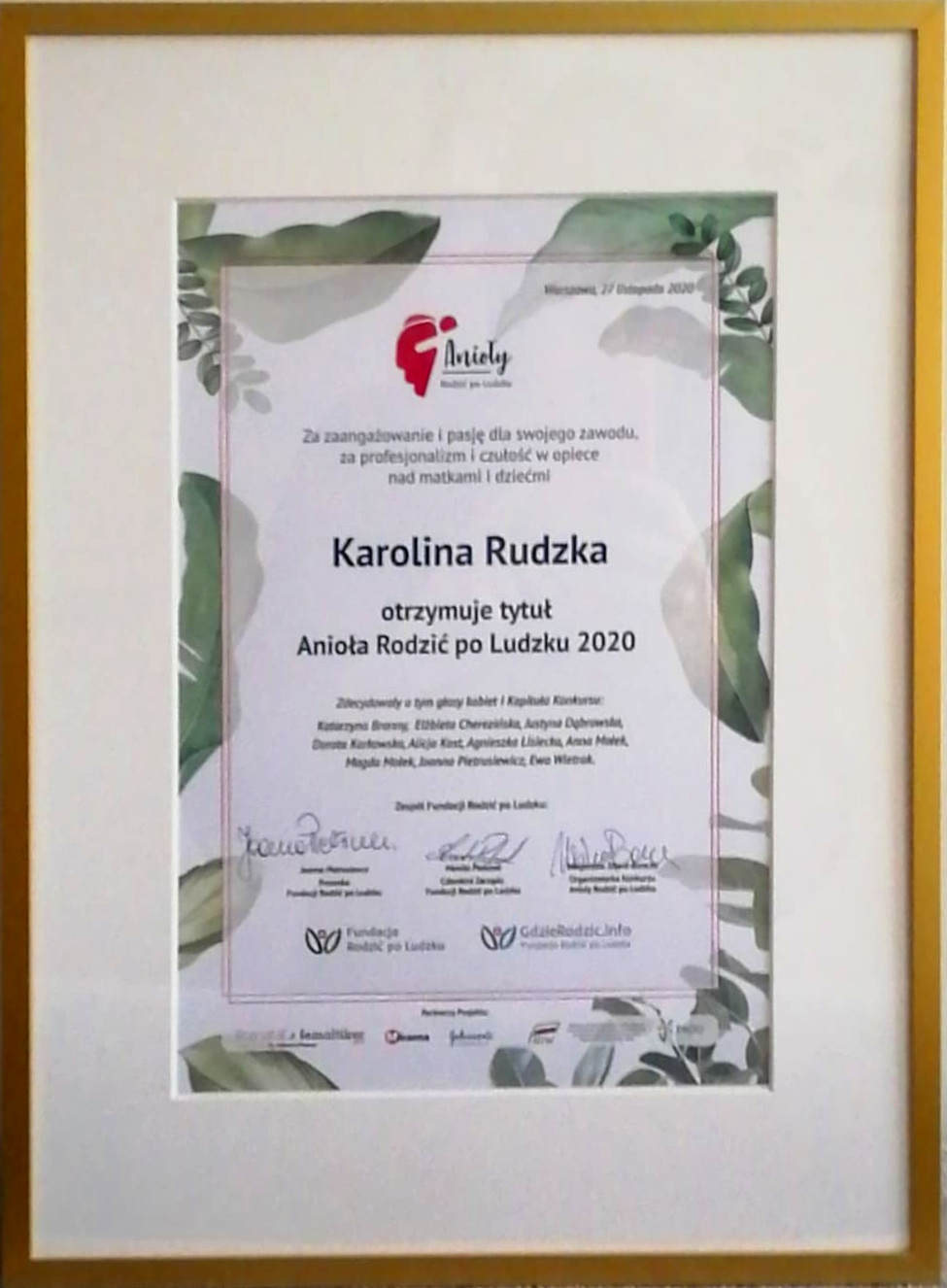 Dyplom, który otrzymała laureatka konkursu Karolina Rudzka z SPSK Nr 4 w Lublinie. 