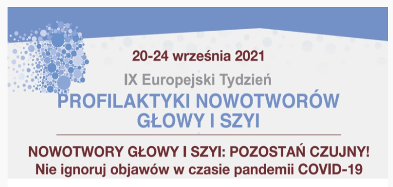 Plakat zapowiadający IX Europejski Tydzień Profilaktyki Nowotworów Głowy i Szyi.